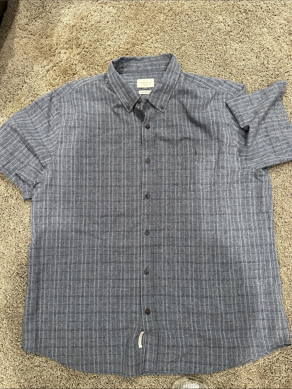 Men's Short-Sleeve Button-Up Shirt - Blue Plaid